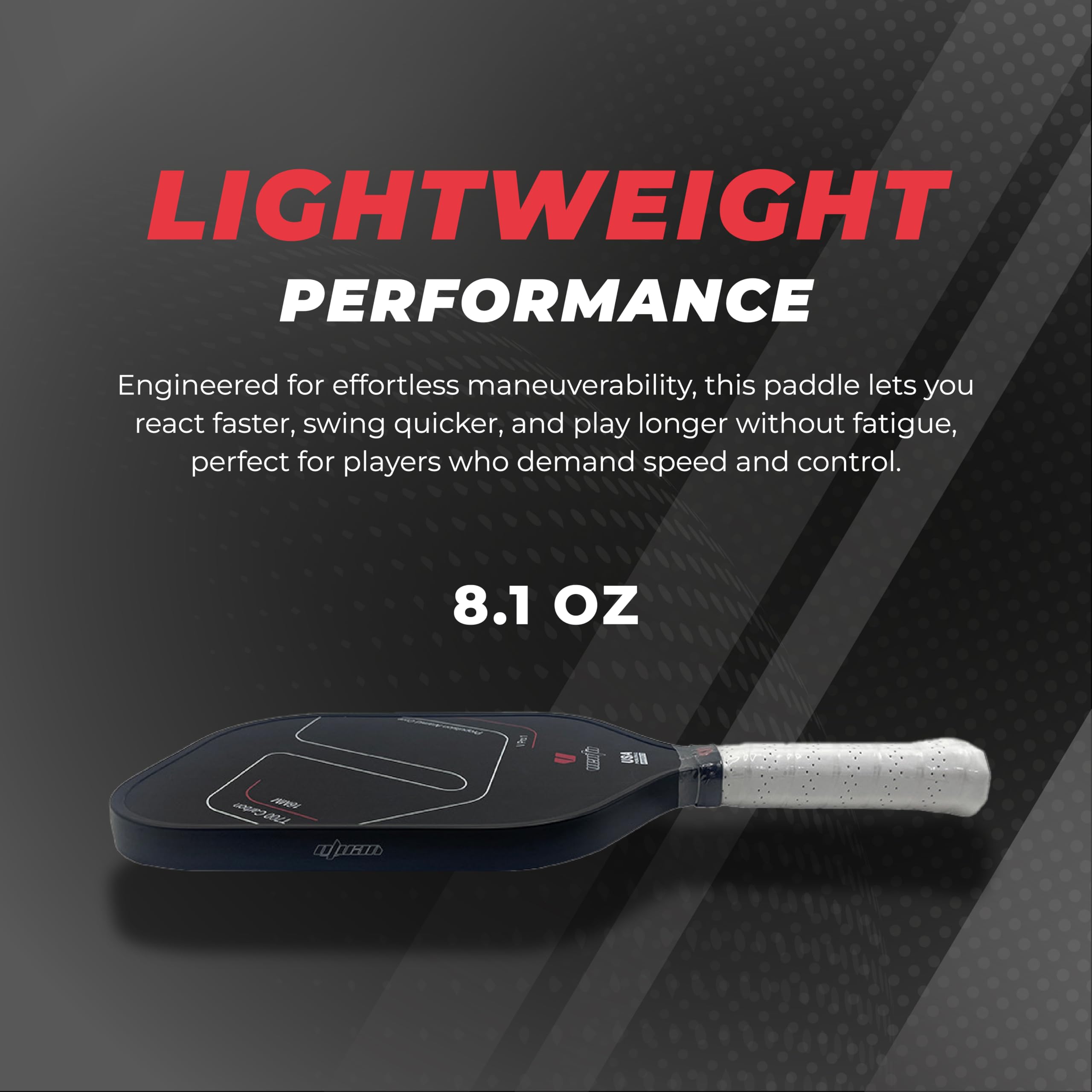 Vento Carbon Fiber Pickleball Paddle, 16.5 x 7.5 inches, T700 Textured Carbon Fiber Surface Frame, Propulsion Aramid Core, 16mm, Black