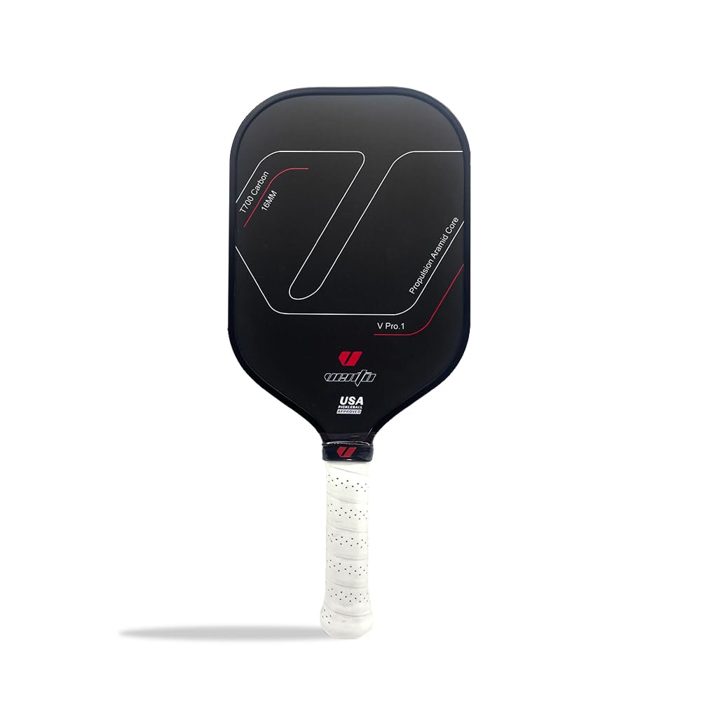 Vento Carbon Fiber Pickleball Paddle, 16.5 x 7.5 inches, T700 Textured Carbon Fiber Surface Frame, Propulsion Aramid Core, 16mm, Black